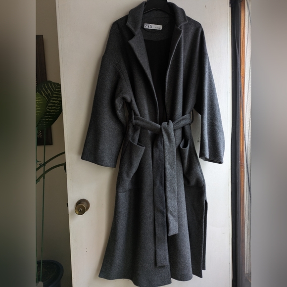 Zara Jackets & Blazers - Zara Grey Wool blend Wrap Front Women's Winter Coat. US L.